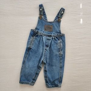 Vintage Guess Leather Patch Clip Overalls 12 months